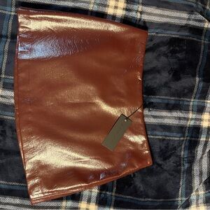 Faux Leather Mini Skirt in Rich mulberry color